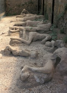Ancient roman Bodies Italy Pompeii Volcanic. Victims in the remains of Pompeii, destroyed in AD79.